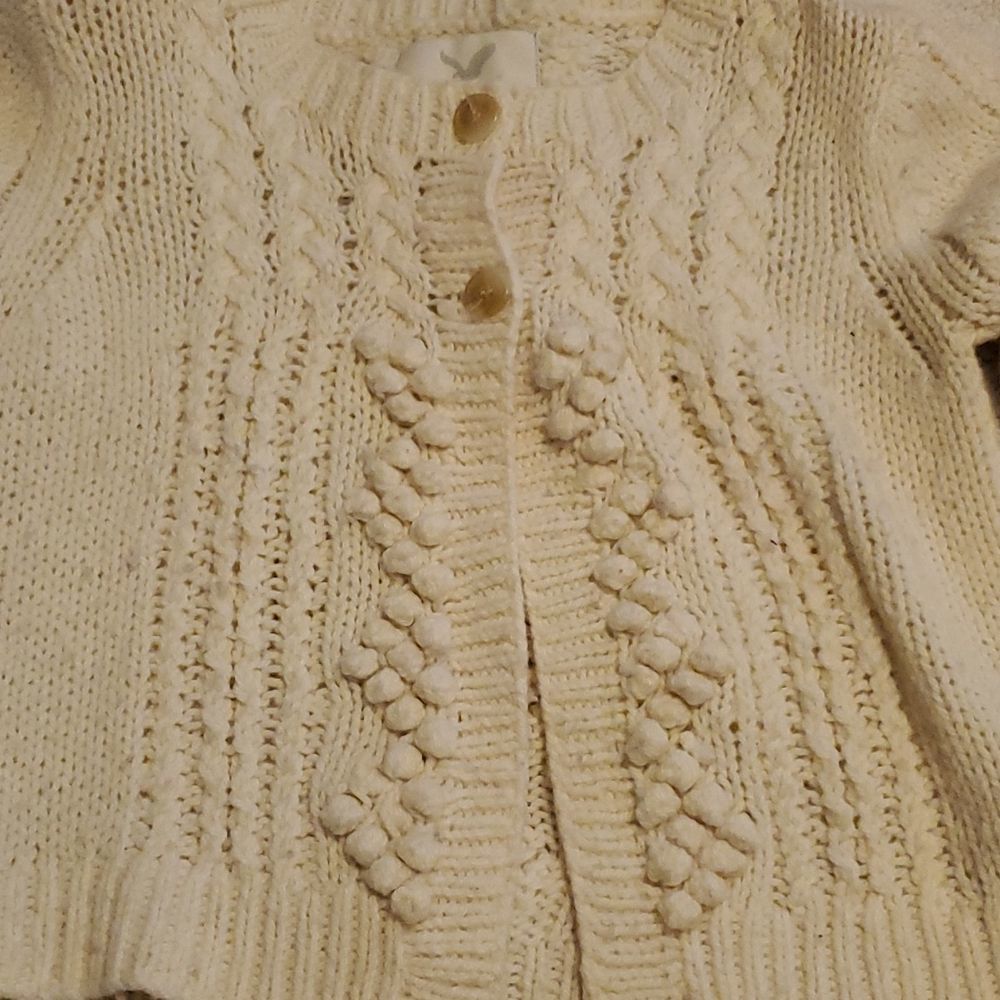 AMERICAN EAGLE creme button down Sweater - image 3